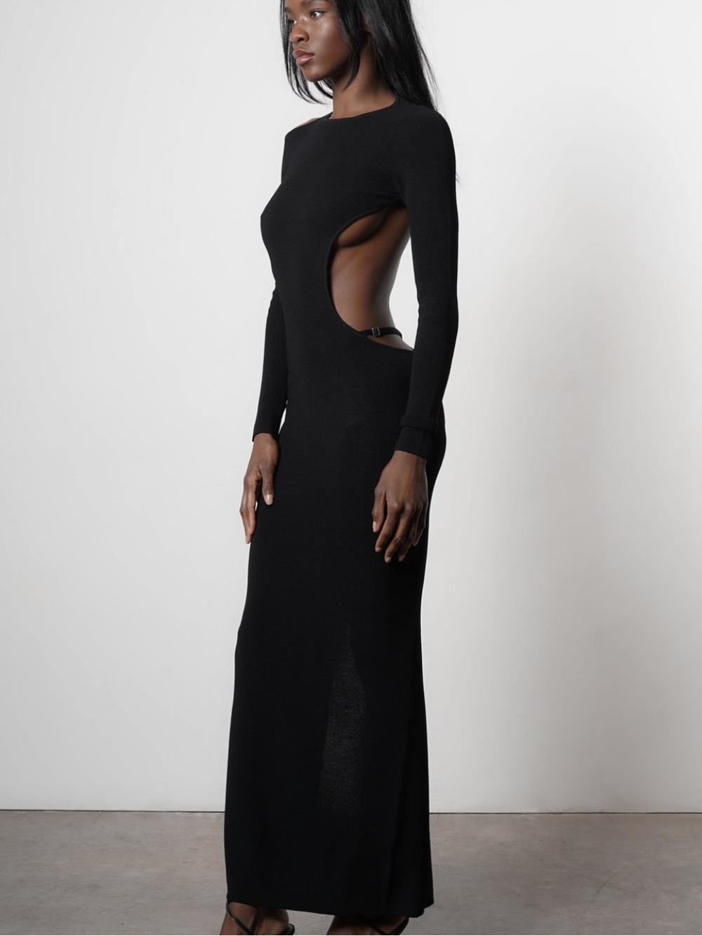 Aya Muse Carrara Maxi Ribbed Cutout in Black